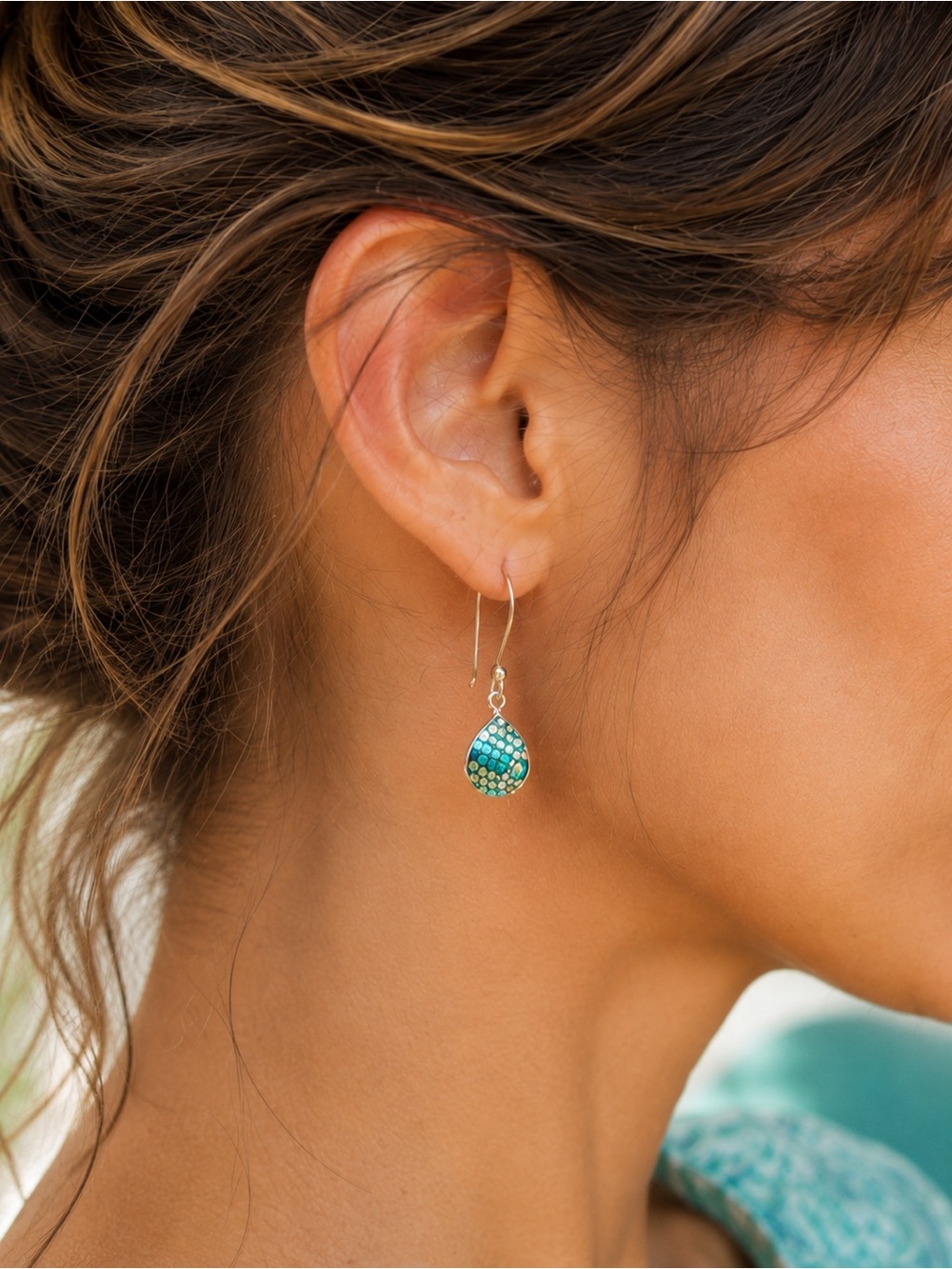 MOSAICO Jewels Aurora Petite Dew Drop Earrings – Fern 🌿